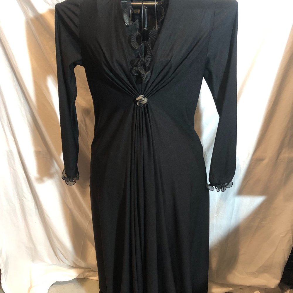VINTAGE Fred Rothschild 12 Black Long Sleeve Dress READ DESCRIPTION